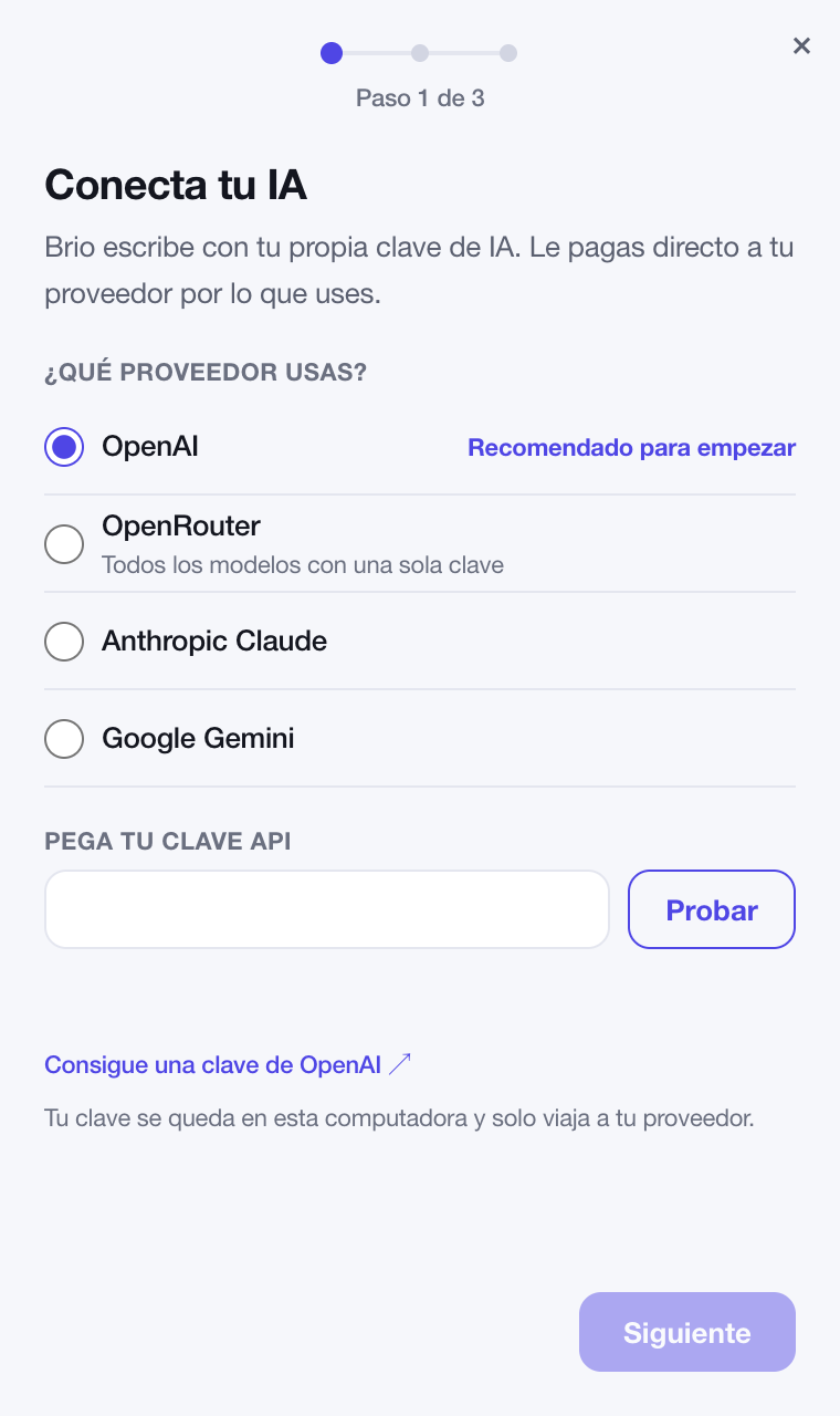 Listo en tres pasos